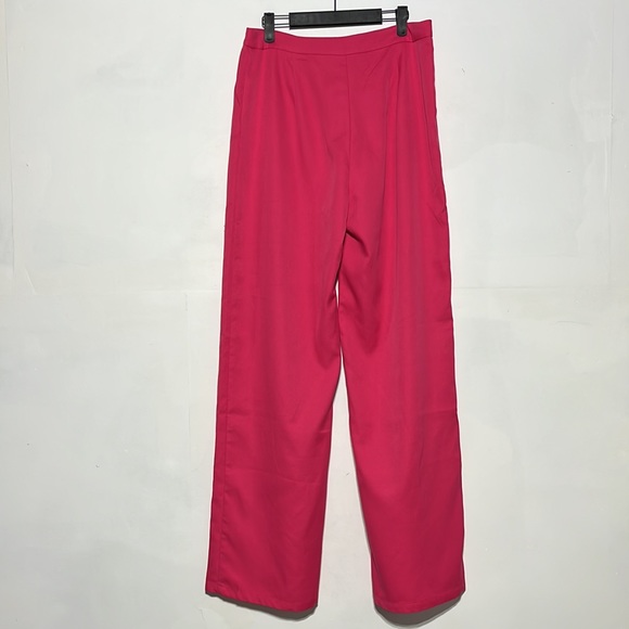 NEW Nasty Gal Hot Pink Tailored High Waisted Wide Leg Pants Size 10 - Picture 7 of 7